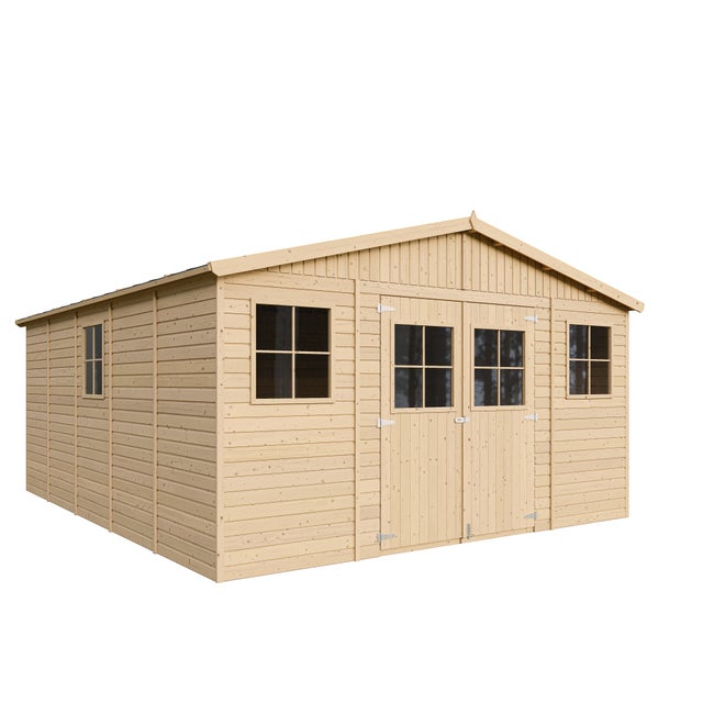 Drewniana altana ogrodowa z impregnowaną podłogą - 246x418x522 cm / 20 m² - TIMBELA M333 + M333G