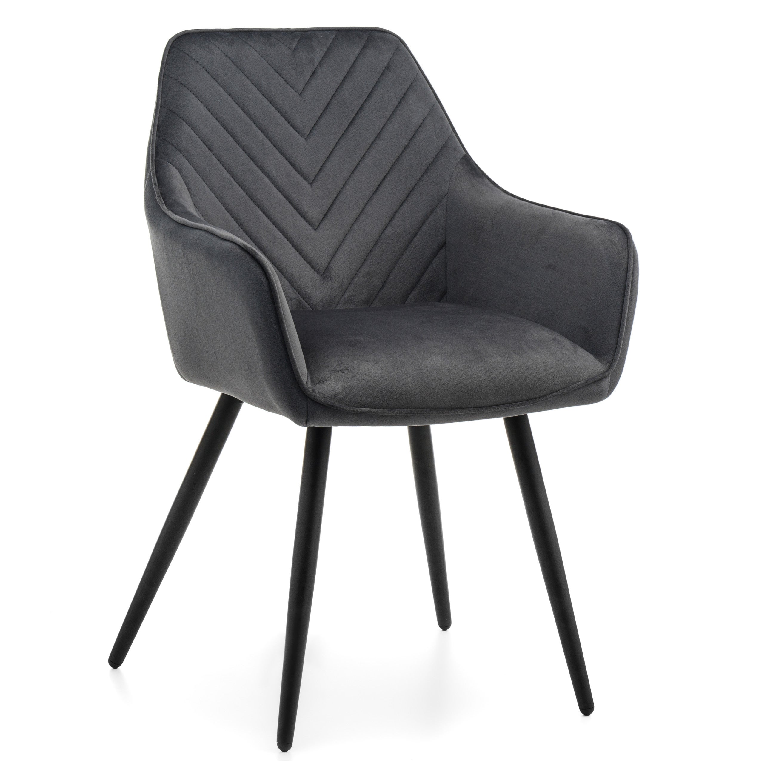 Krzesło tapicerowane pikowane welurowe VASTO szare