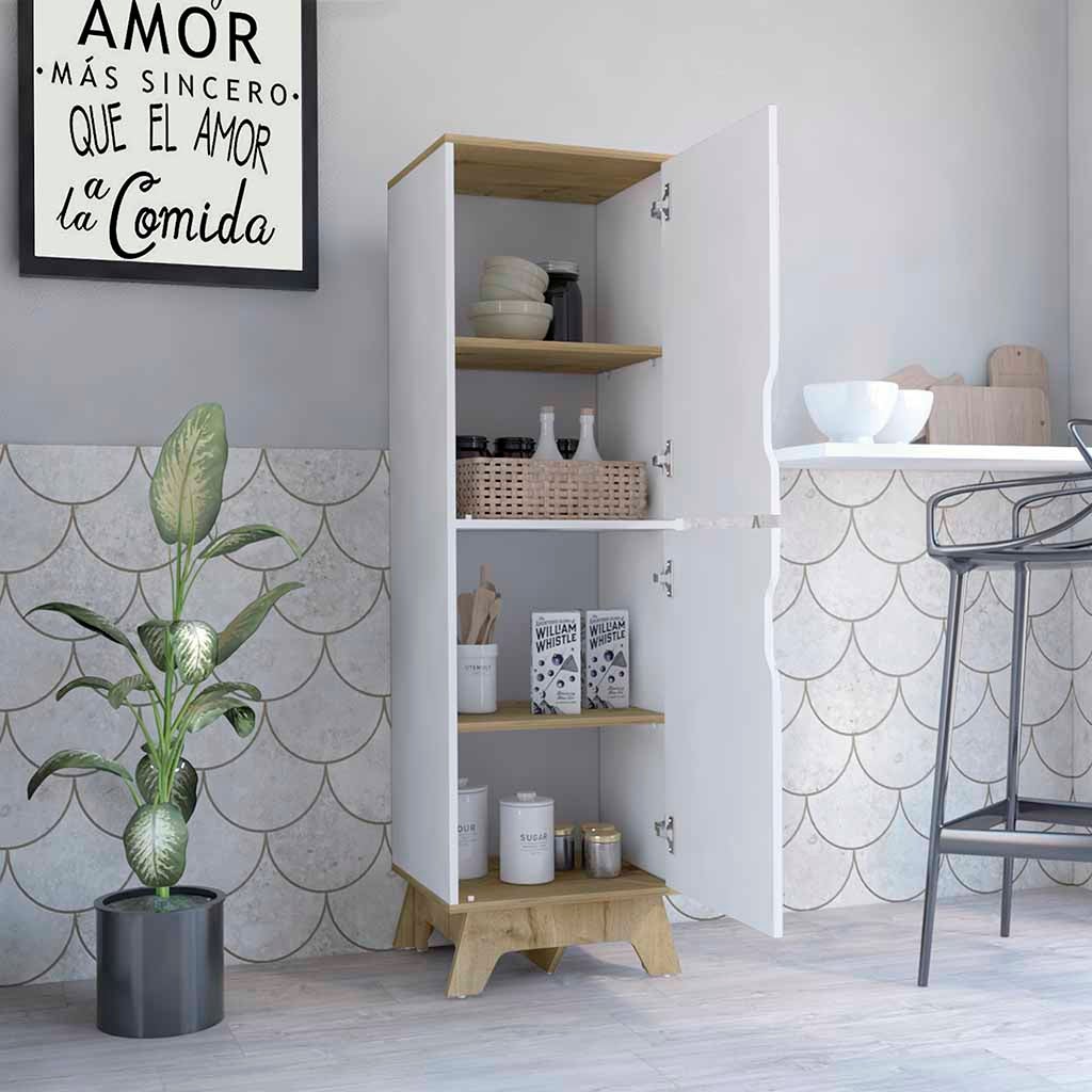 Mueble auxiliar de cocina alto Pamplona en Melamina con 4 estantes y 2 puertas , 150.62 cm X 44.95 cm X 39.87 cm , Multicolor - 4