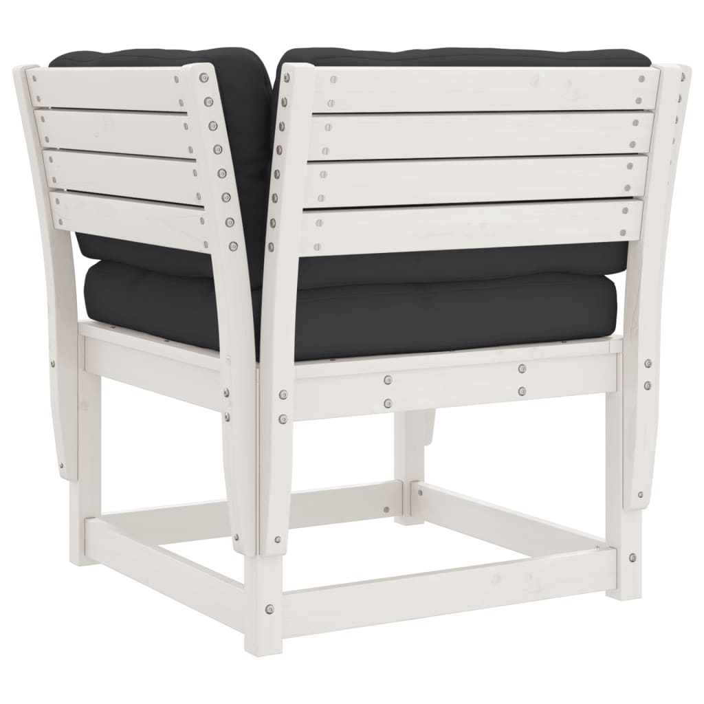 Canapé de jardin，Canapé d'extérieur，Banquette，Sofa de jardin accoudoir avec coussins blanc bois massif pin CFW11134 - 7