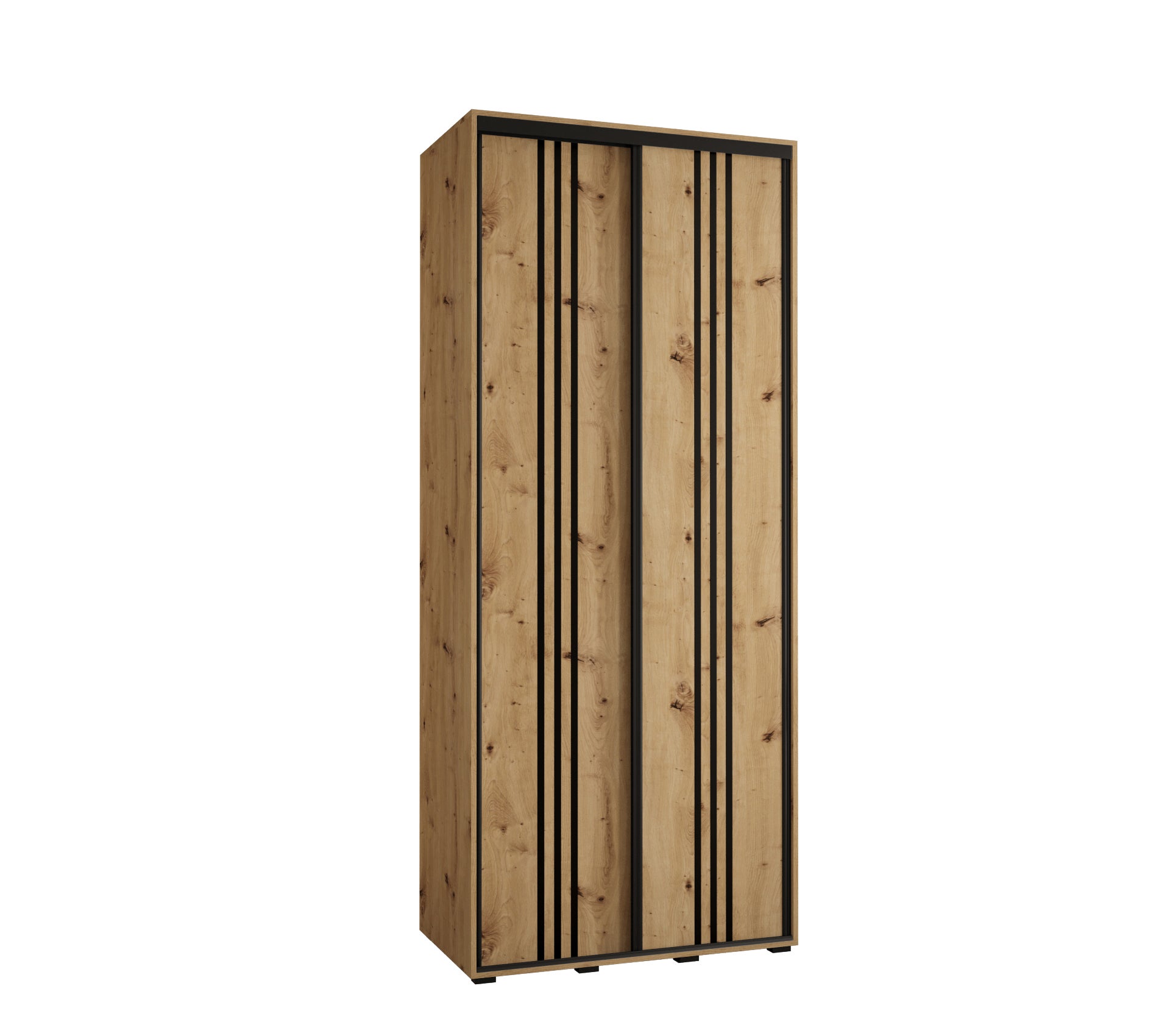 Szafa przesuwna wysoka Davos 6 120 x 45 x 235,2 cm artisan + artisan + u. czarny - Abiks Meble