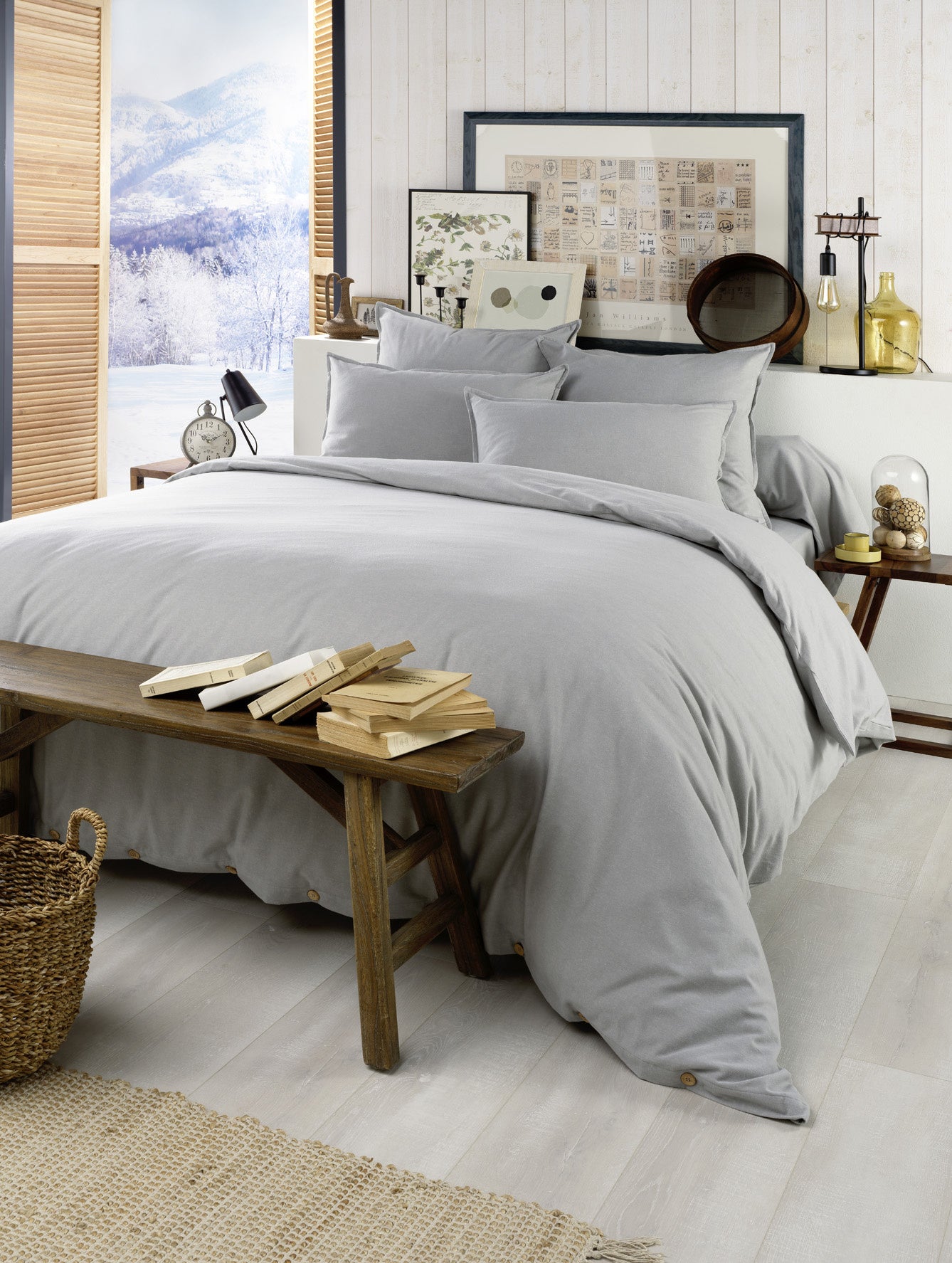 Drap-Housse 2 Personnes 160 x 200 cm – Flanelle Chaude – Bonnet 30 cm – Candice Gris - 4