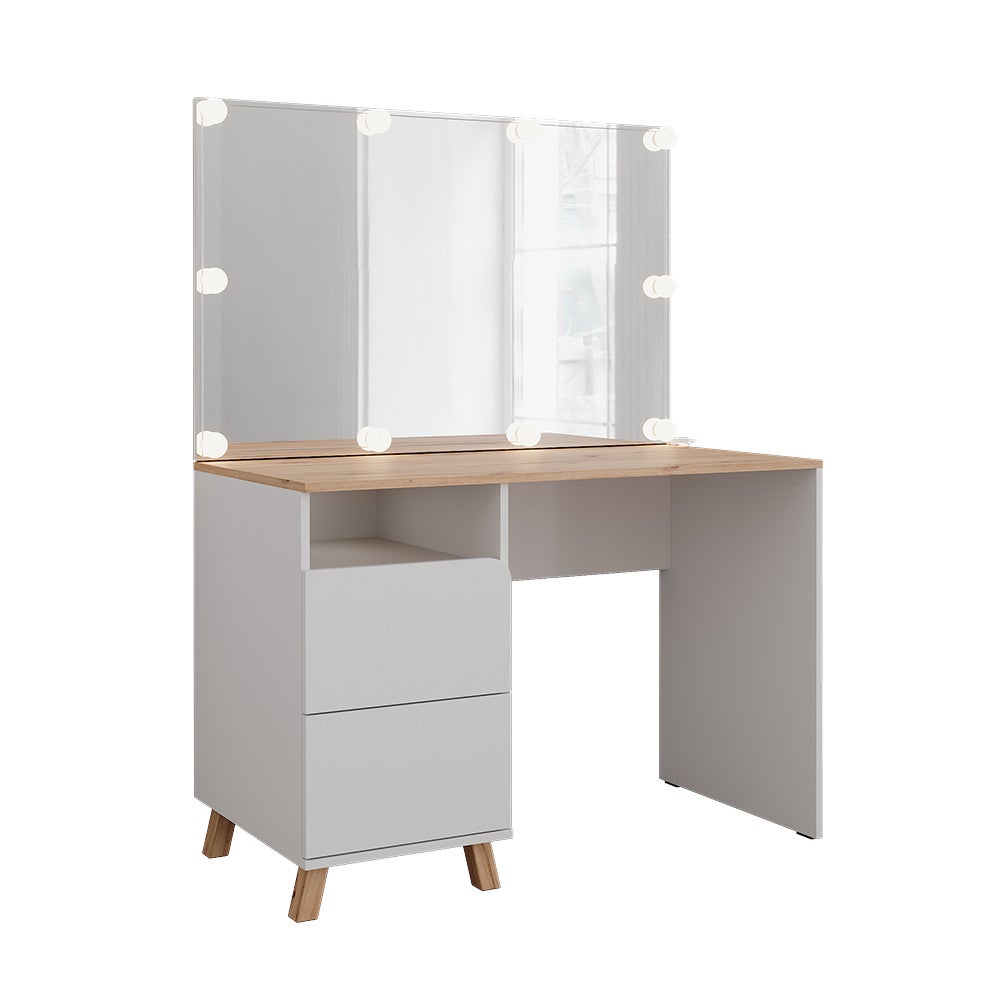 Vicco Stół toaletowy Karen, Biały/Artystyczny, 110 cm z lampkami LED