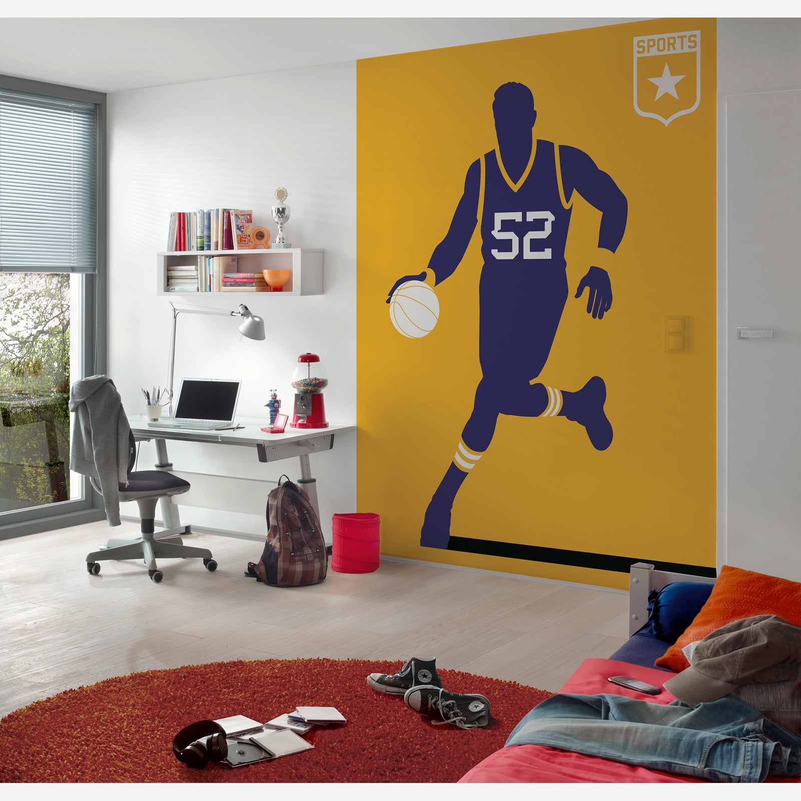 Papier peint panoramique chambre ado Basket Tapisserie panoramique