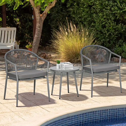 Set da Giardino Outsunny, Poltrone con Tavolino Basso, Telaio in