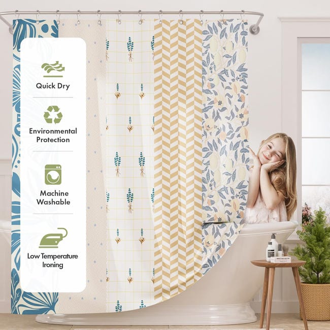 Tenda da doccia con margherite blu, decorazione floreale per il bagno Tenda da doccia con margherite blu, decorazione floreale per il bagno