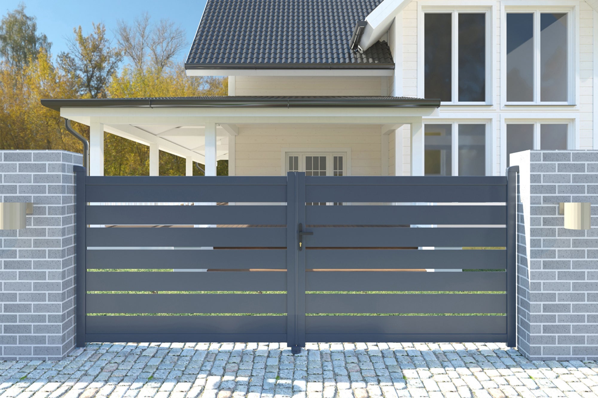 Portail battant 3m VOGEL H.140cm aluminium gris - 4