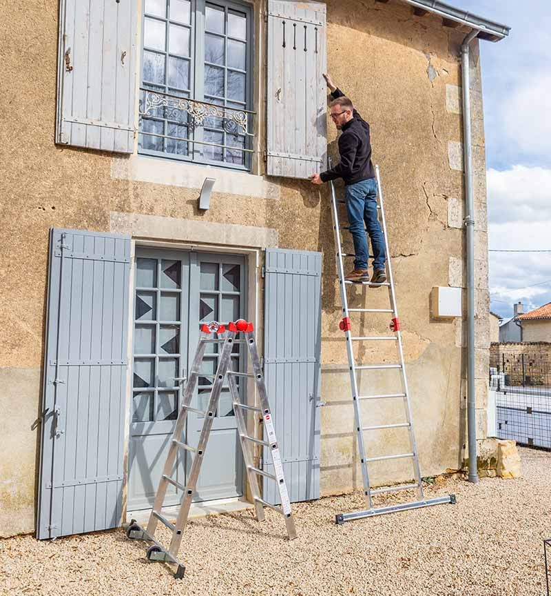 Echafaudage 4 en 1 multifonction 2,3m/4,3m en aluminium Hailo Fast & Lock Combi 5 - 3