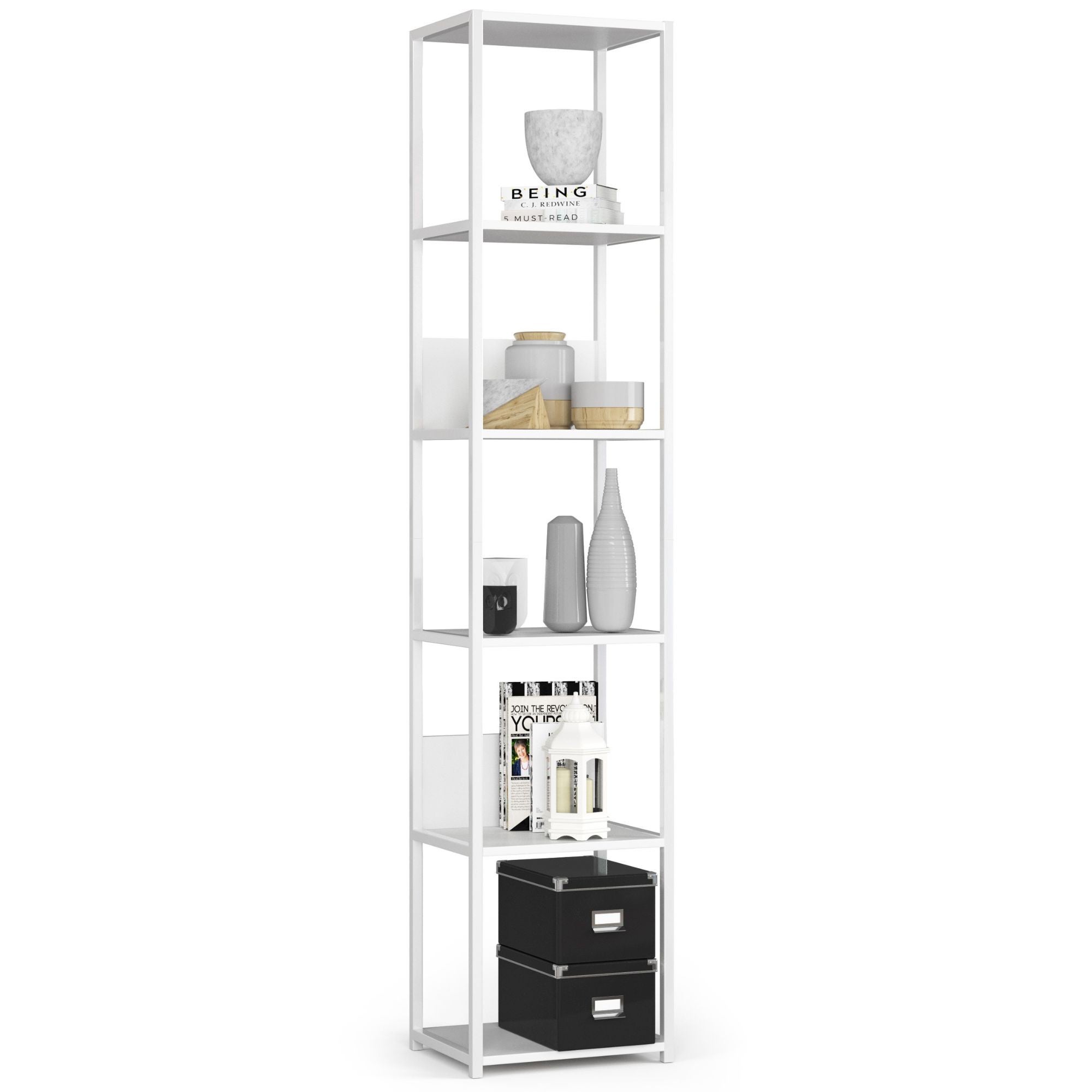 Regał loft AKORD metalowy Biały 40 cm kolor Biały mat 6 półek 40x32x192 cm