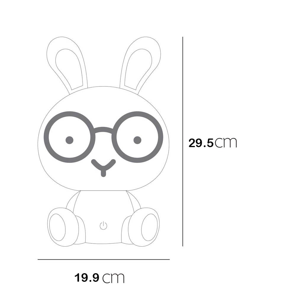 Lâmpada de coelho fofa com óculos sensor de toque LED proteção para os olhos desenho animado mesa luz noturna para crianças, rosa - 3