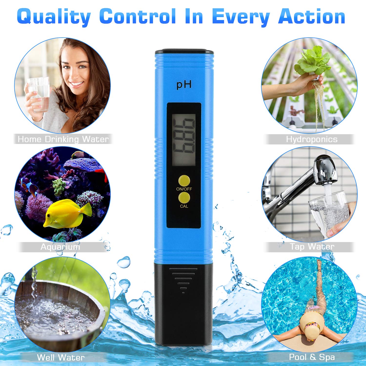 Lot de 2 ph-mètres pour la culture hydroponique de l'eau, stylo testeur de PH numérique 0.01 haute précision avec batterie, plage de mesure de PH 0-14 - 4