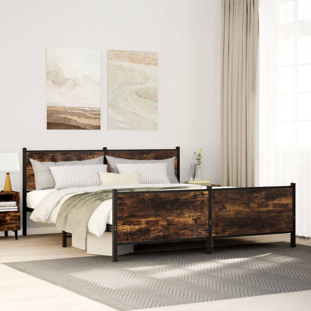 Łóżko Metalowe Czarne Rama łóżka Ze Stelażem Łóżko Do Sypialni Pokoju 183x213 cm