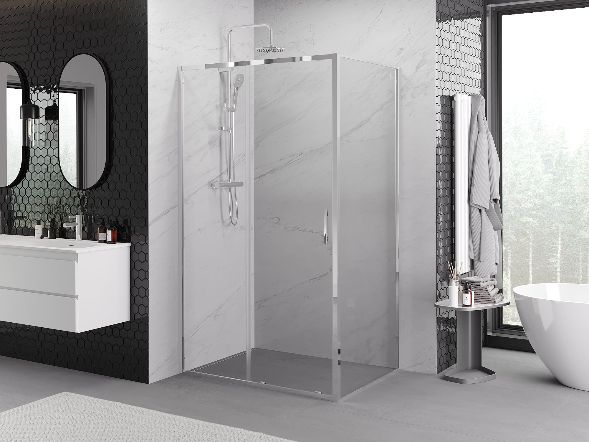 Mexen Exo kabina prysznicowa rozsuwana 100 x 95 cm, transparent, chrom - 8151-100-095-01-00 - 2