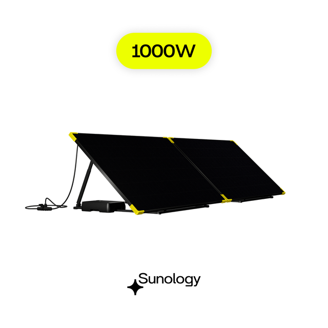 Sunology PLAY - Kit 2 panneaux solaires complet 1000W bifacial – 2 Stations solaire livrées totalement assemblées – Installation au sol ou au mur