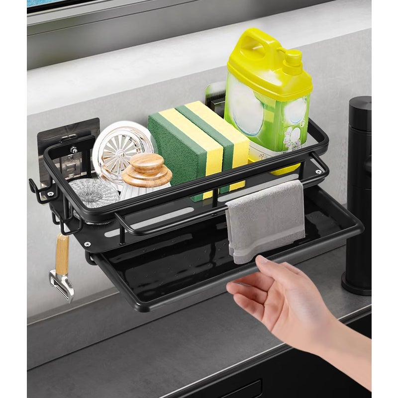 Stelaż ścienny na zlew kuchenny, Stelaż ścienny na odpływ kuchenny z 2 haczykami