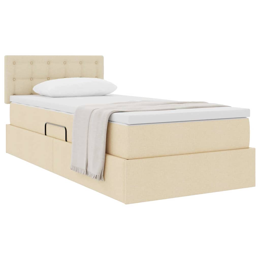 Lit avec rangement et matelas crème 90 x 200 cm velours - 3