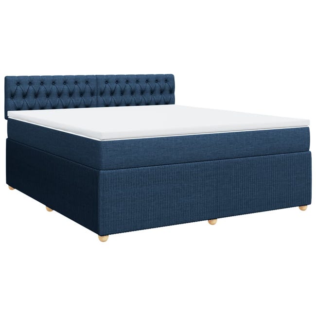 Letto A Molle Con Materasso 80x200 Cm - Giroletto Regolabile, Tessuto Blu - Foto 5
