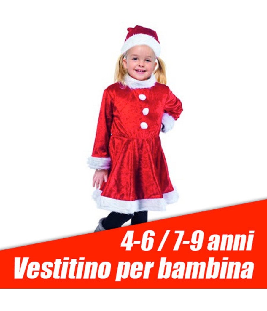 Abito Natalizio Per Bambina In Cotone Rosso - Maniche Lunghe, Taglia 4-7 Anni, Adorabile Per Feste