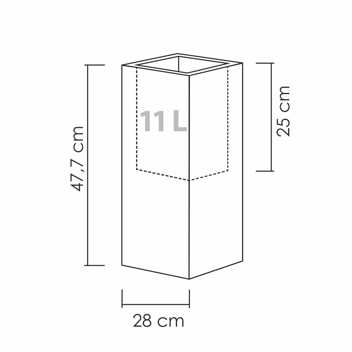 Scheurich C-Cube High 48, vase/pot à fleurs/jardinière, carré, coloris: Stony Black, fabriqué avec du plastique recyclé, pour l’extérieur - 2