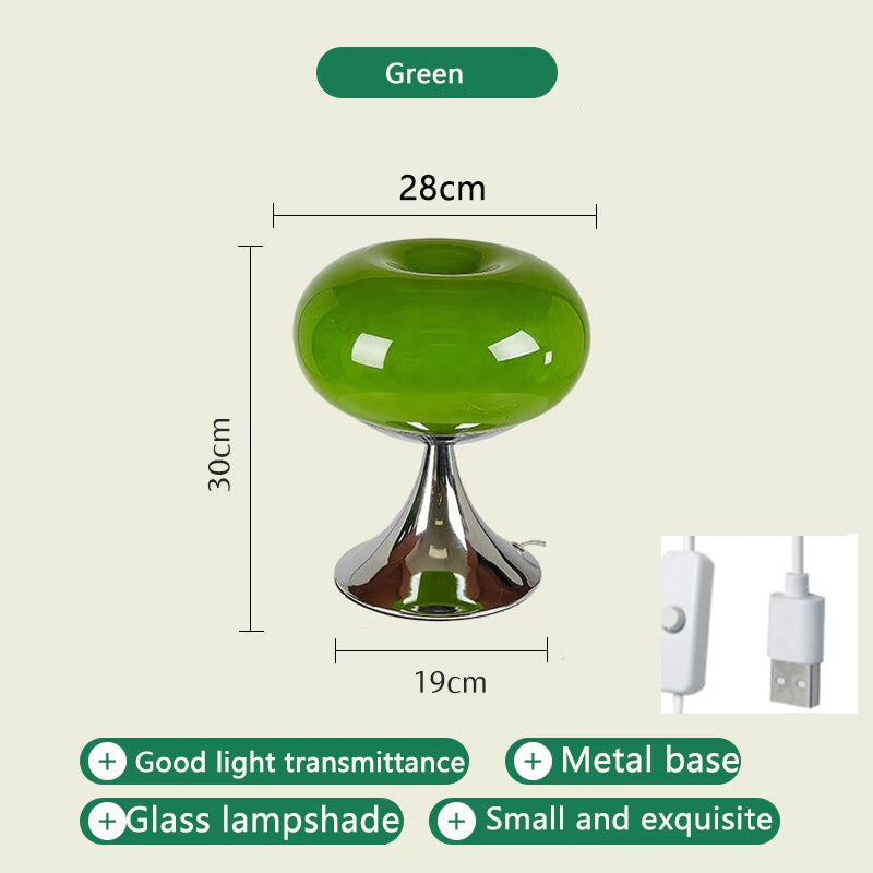 Lampe de table en verre, lampe de chevet décorative Apple avec interrupteur USB, lumière chaude, verte, adaptée à la chambre et au salon - 4