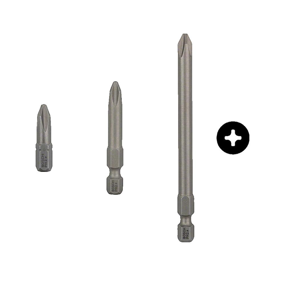 Pack 3 Embouts de vissage cruciformes extra-dure PH3 longueur 25 mm | 2607001515 - Bosch - 3