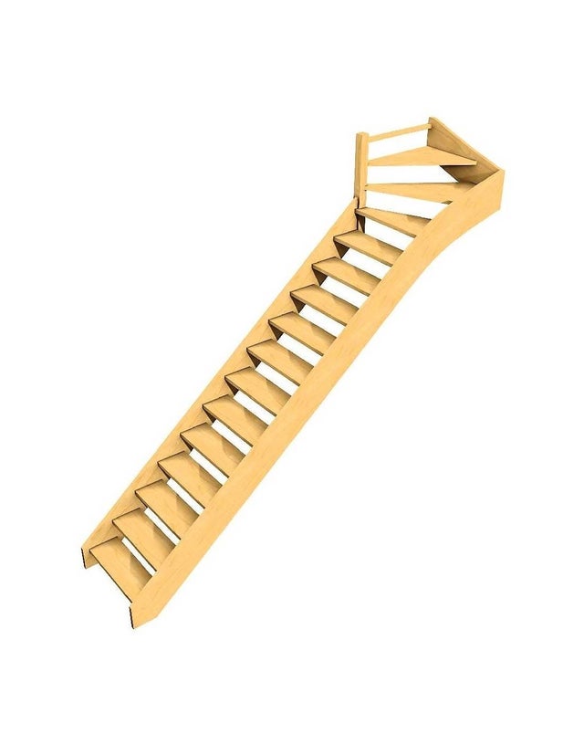Escalier Quart Tournant Haut Furka- Haut à Gauche Sans Contremarche Hêtre LC H Sol Sol 288 Cm