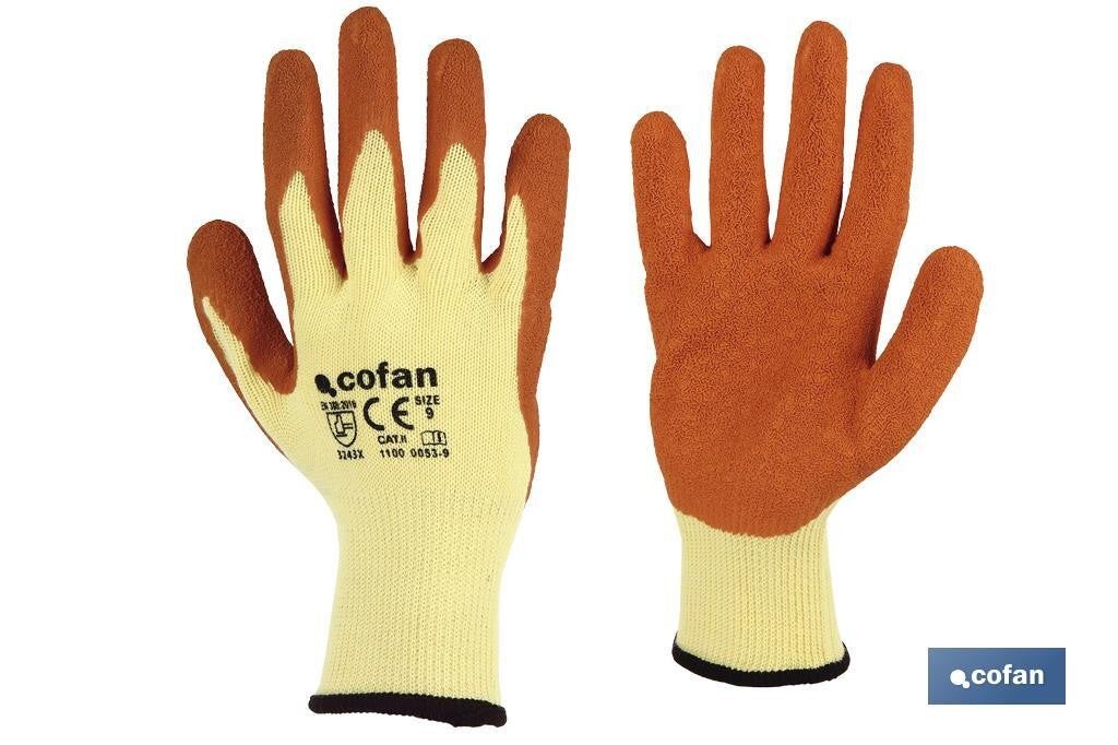 GUANTE LATEX RUGOSO NARANJA TALLA 8 | Leroy Merlin