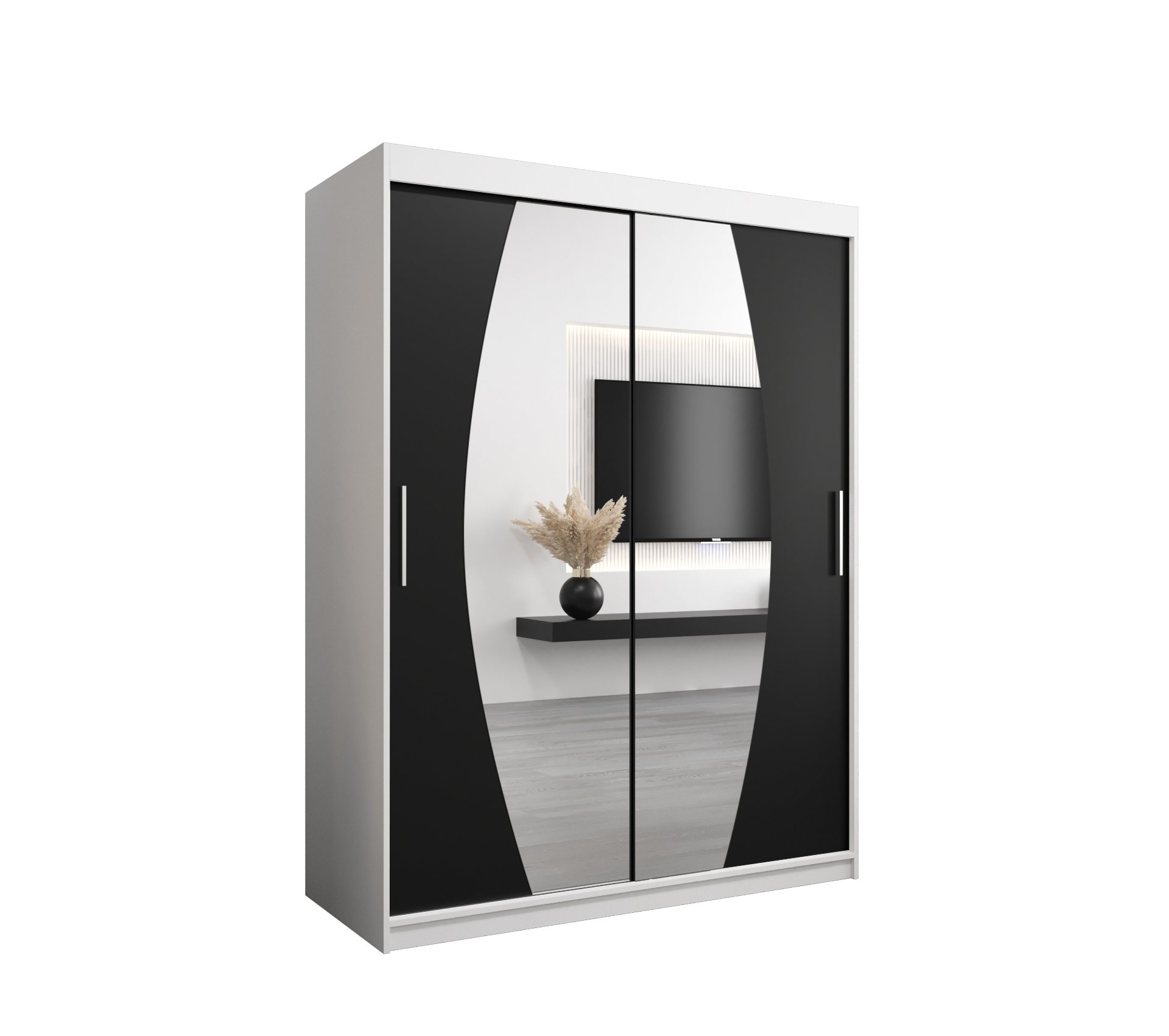 Szafa przesuwna garderoba ELYPSE 150 x 62 x 200 cm Biały + Czarny - Abiks Meble