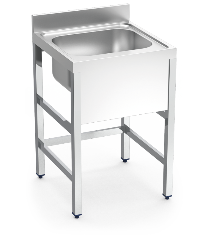 Fregadero inox con soporte sin entrepaño serie 700 1 cubeta faldón completo