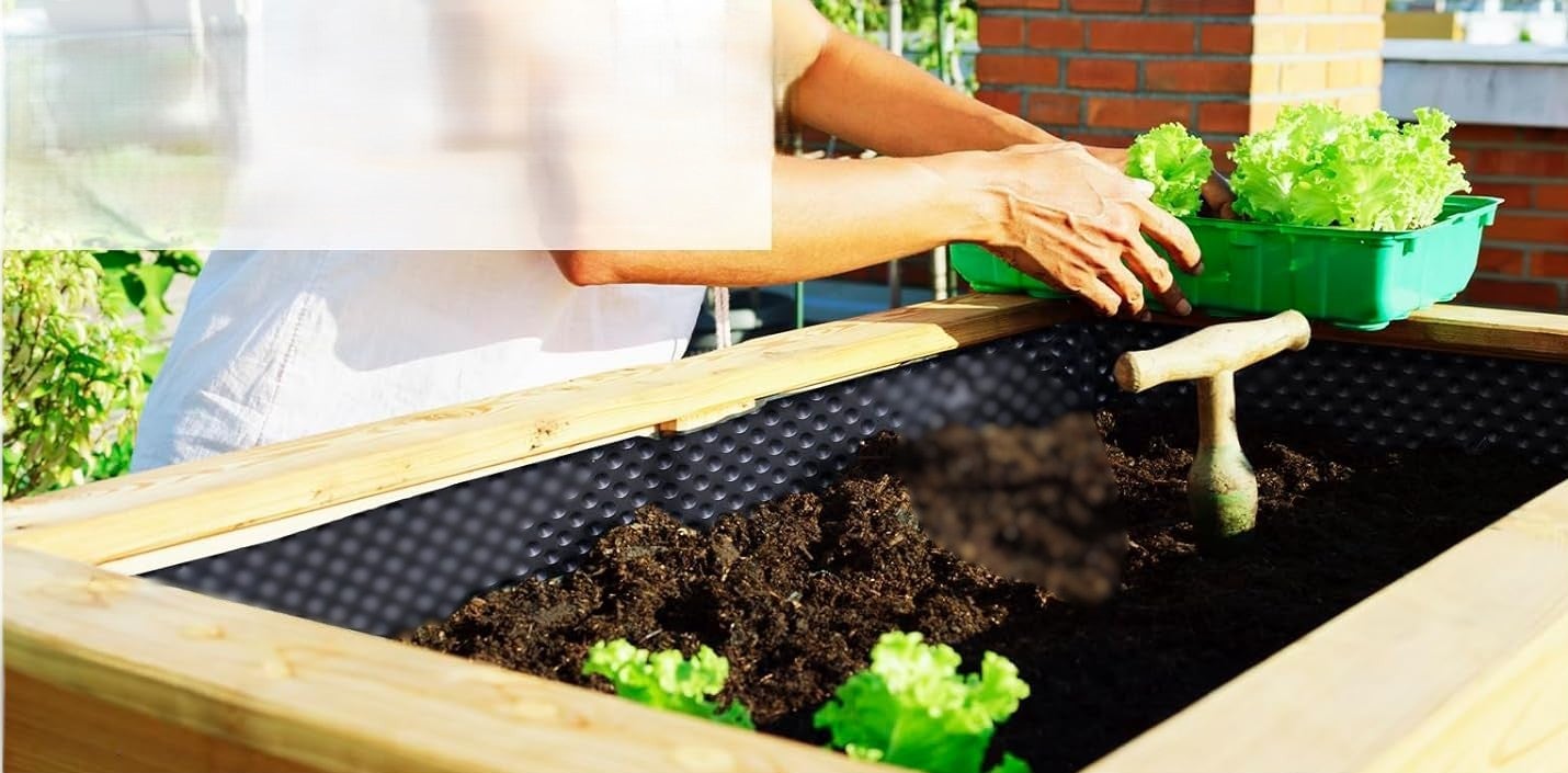 Membrane de fondation et soubassement alvéolée avec drainage 400 g/m², potager surélevé découpable, 50 x 250 cm - 5