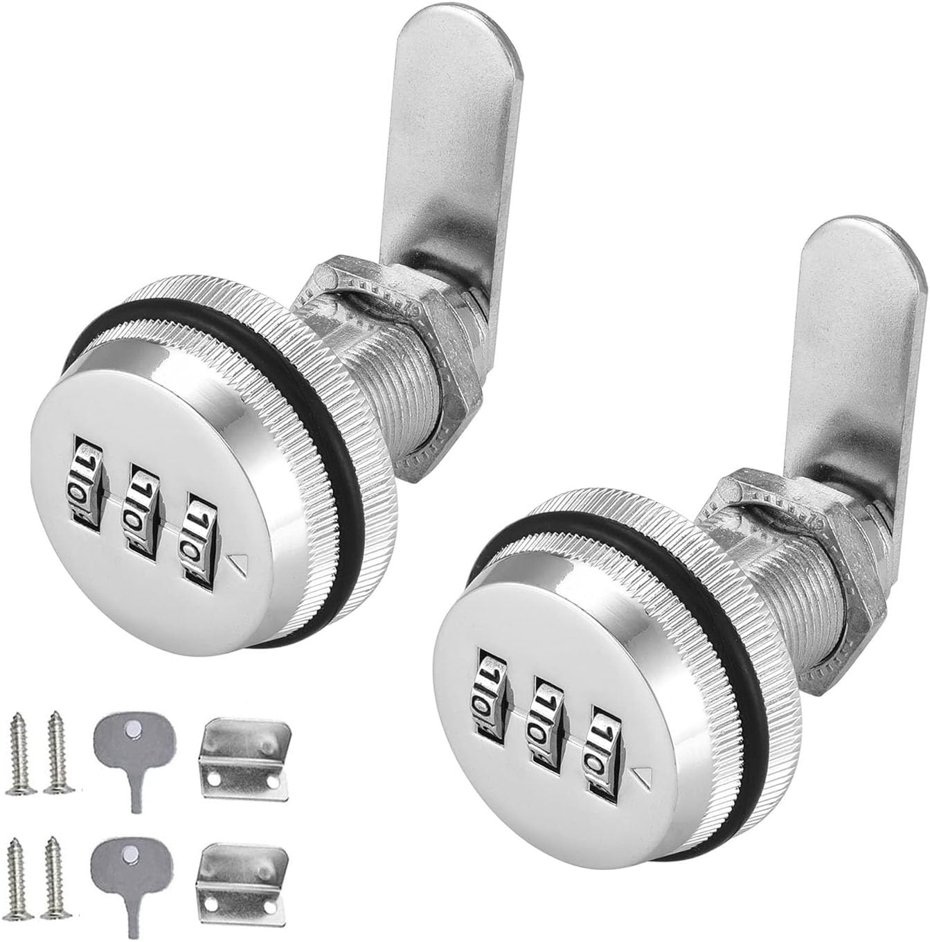 Lot De 2 Serrures à Came Métalliques Avec Clés - Dimensions 45x27x24mm, Neuf, Par Uxcell