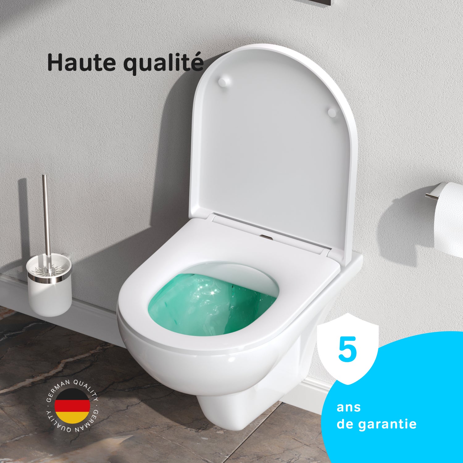 Pack WC suspendu bâti mural et cuvette Plaque Round Blanche Pack WC Bati-support AM.PM Hit - 6