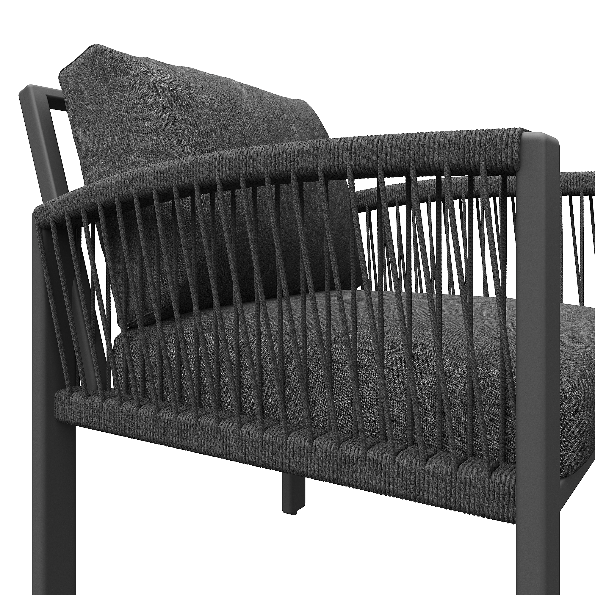 Salon de jardin modulable en fer galvanisé : 1 canapé 4 places + 1 canapé 2 places + 2 fauteuils + 1 table basse - Gris - 9