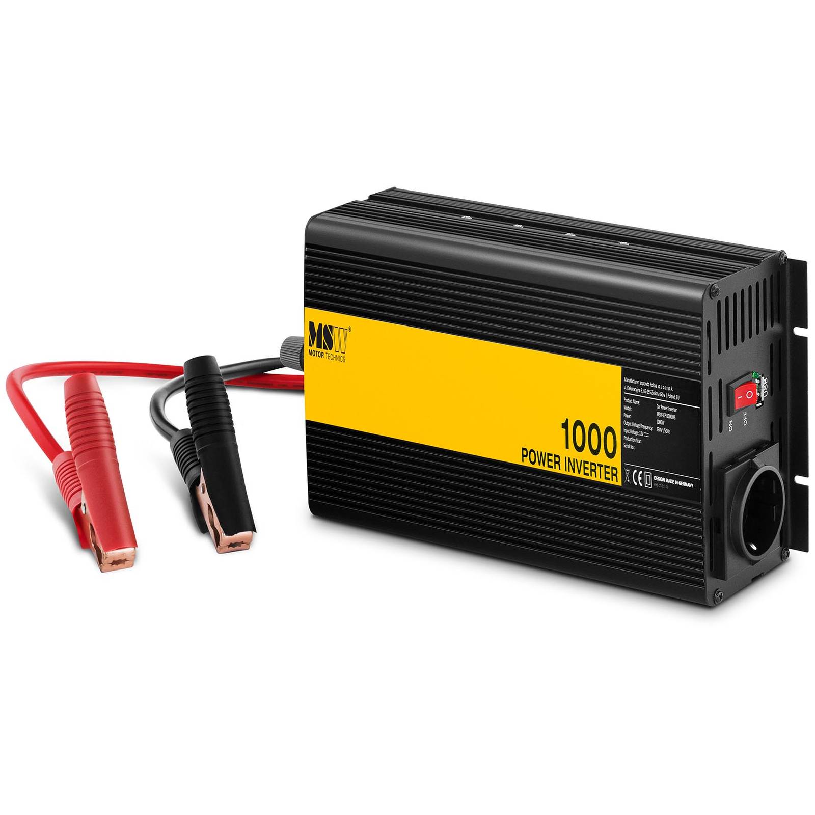 Inverter Goobay 12V/230V 1000W – Convertitore Di Corrente Per Auto, Camper E Barca Con 2 Prese Schuko E 1 Porta USB, Picco 2000W