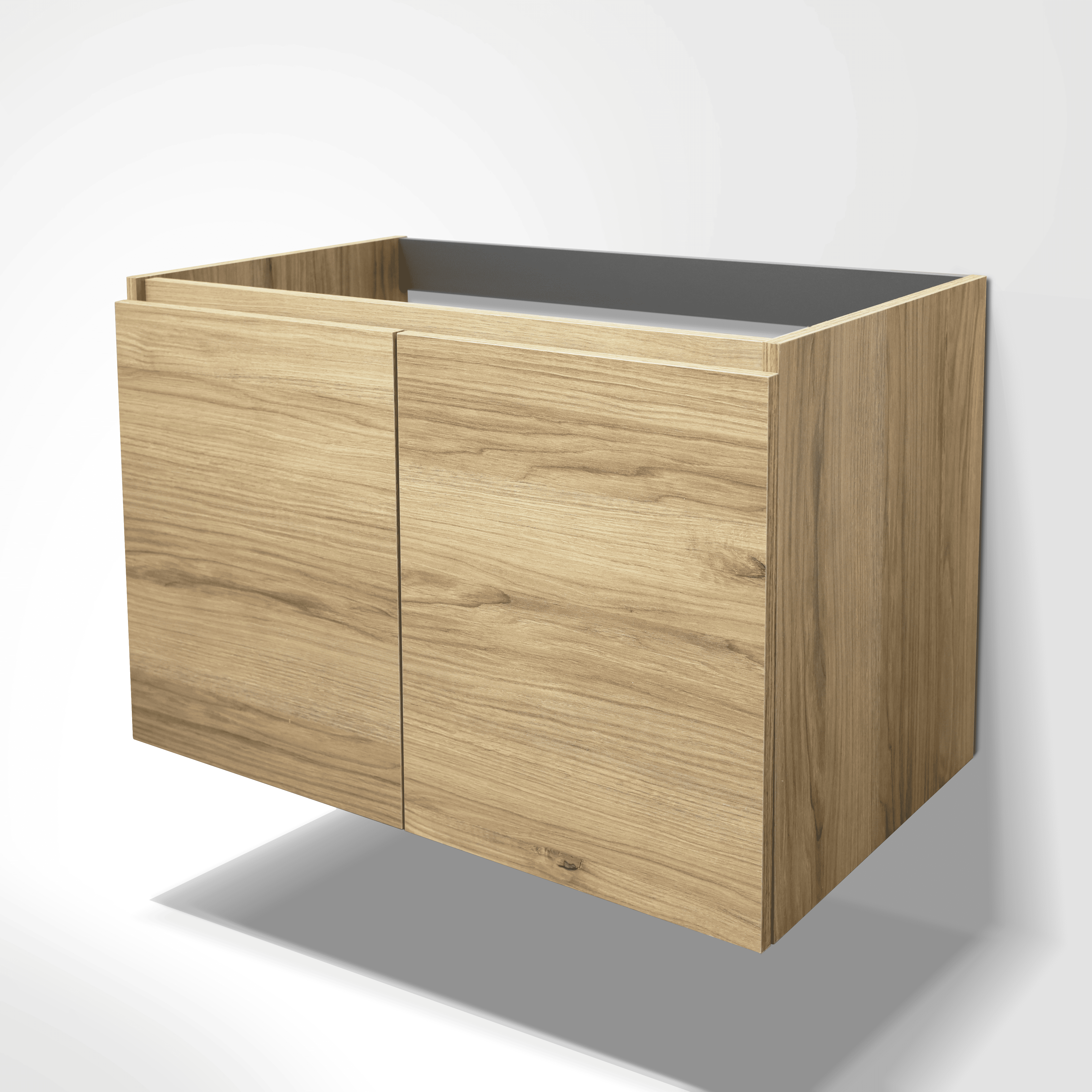 Feel Your Bath, Meuble De Salle De Bain WOLF Marron 80 cm, 2 Portes, Vasque Céramique Intégrée Et Miroir Rond LED Antibuée - 5