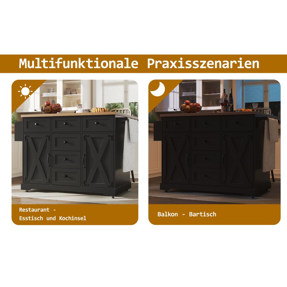 Chariot Multifonction en Bois et Métal, Table Pliante et Rangement pour Cuisine et Salle à Manger - 6
