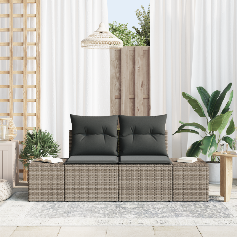 Sofa Ogrodowa z poduszką Szary 184 x 62 x 69 cm polirattan vidaXL