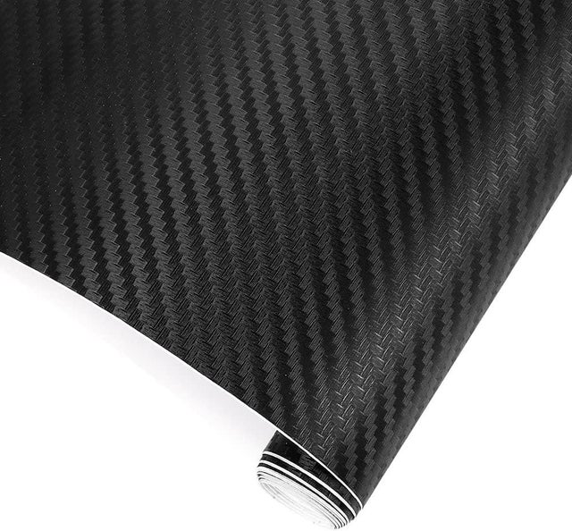 Vinilo de fibra de carbono para coche (1520 x 300 mm), efecto 3D para interior y exterior, negro mate