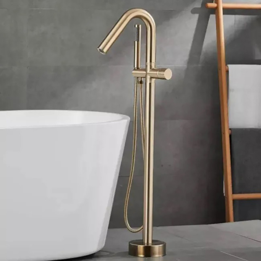 Robinet De Baignoire Sur Pied – Acier Inoxydable Couleur Or – Hauteur 99,5 Cm