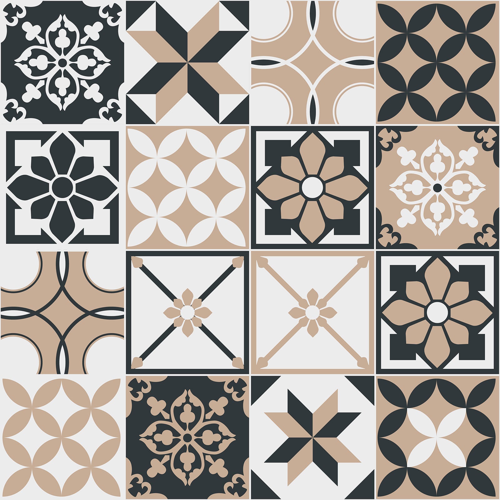 Crédence adhésive sticker décoratif pour cuisine - Effet carreaux de ciment - Adhésif BRILLANT - 60x60 cm - 2
