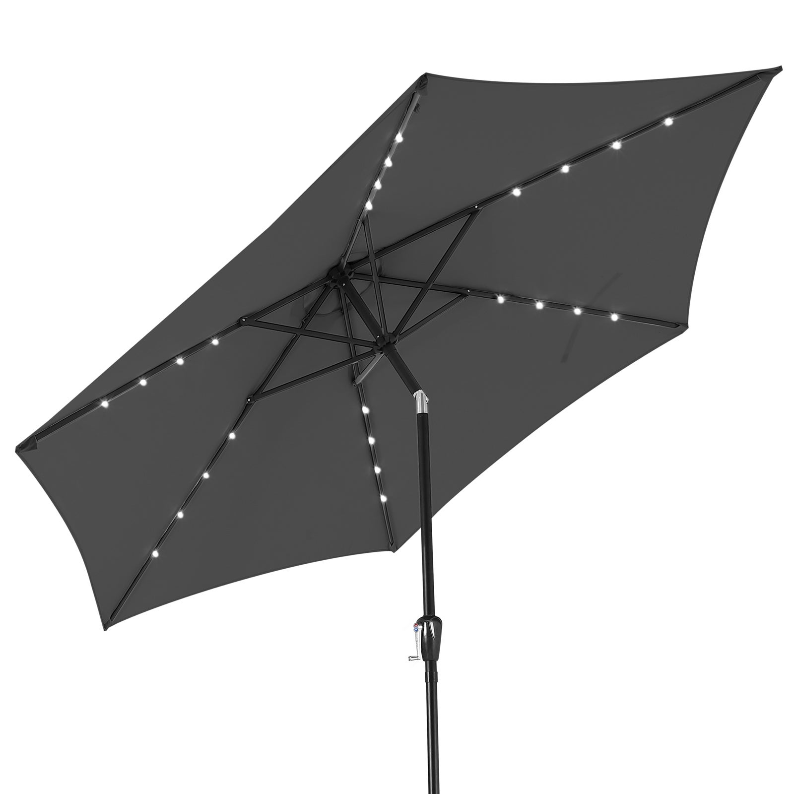 KINGSLEEVE® Parasol de jardin extérieur LED solaire 270cm anthracite Pare-soleil inclinable avec manivelle Protection UV 80+ - 5
