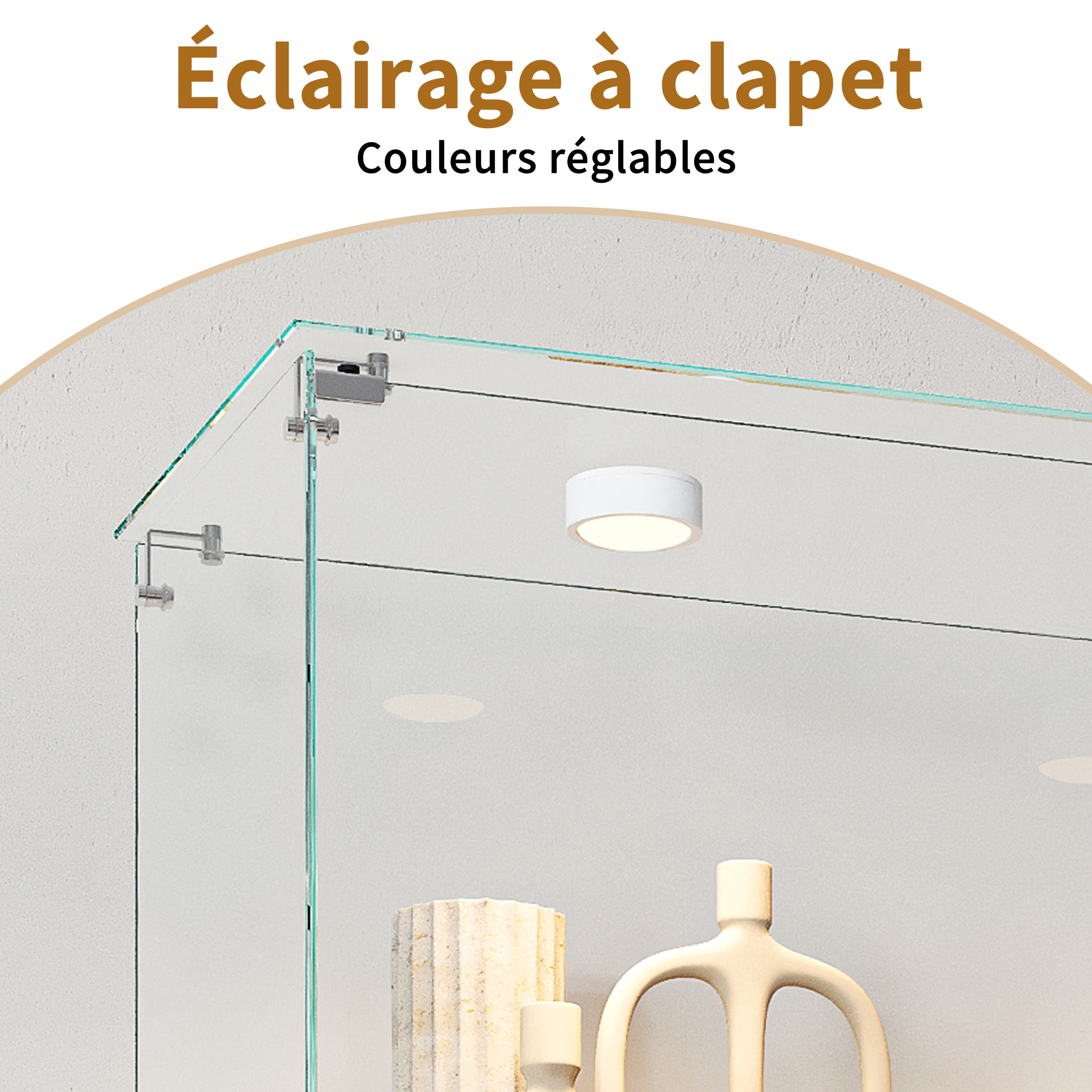 Vitrine à 5 étagères et 2 portes, idéale pour le salon, la chambre ou le bureau. Bibliothèque autoportante en verre blanc. - 5
