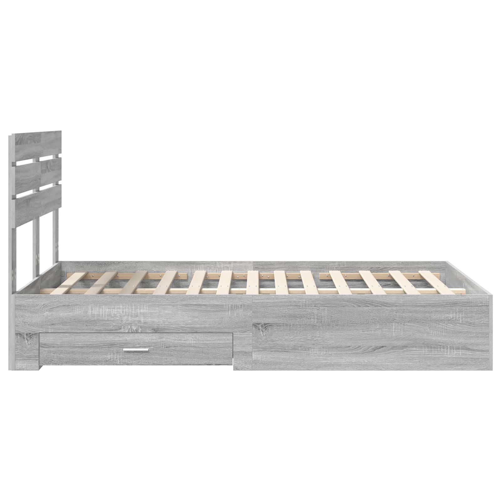 Cadre de lit gris 120 x 190 cm panneau de bois - 9