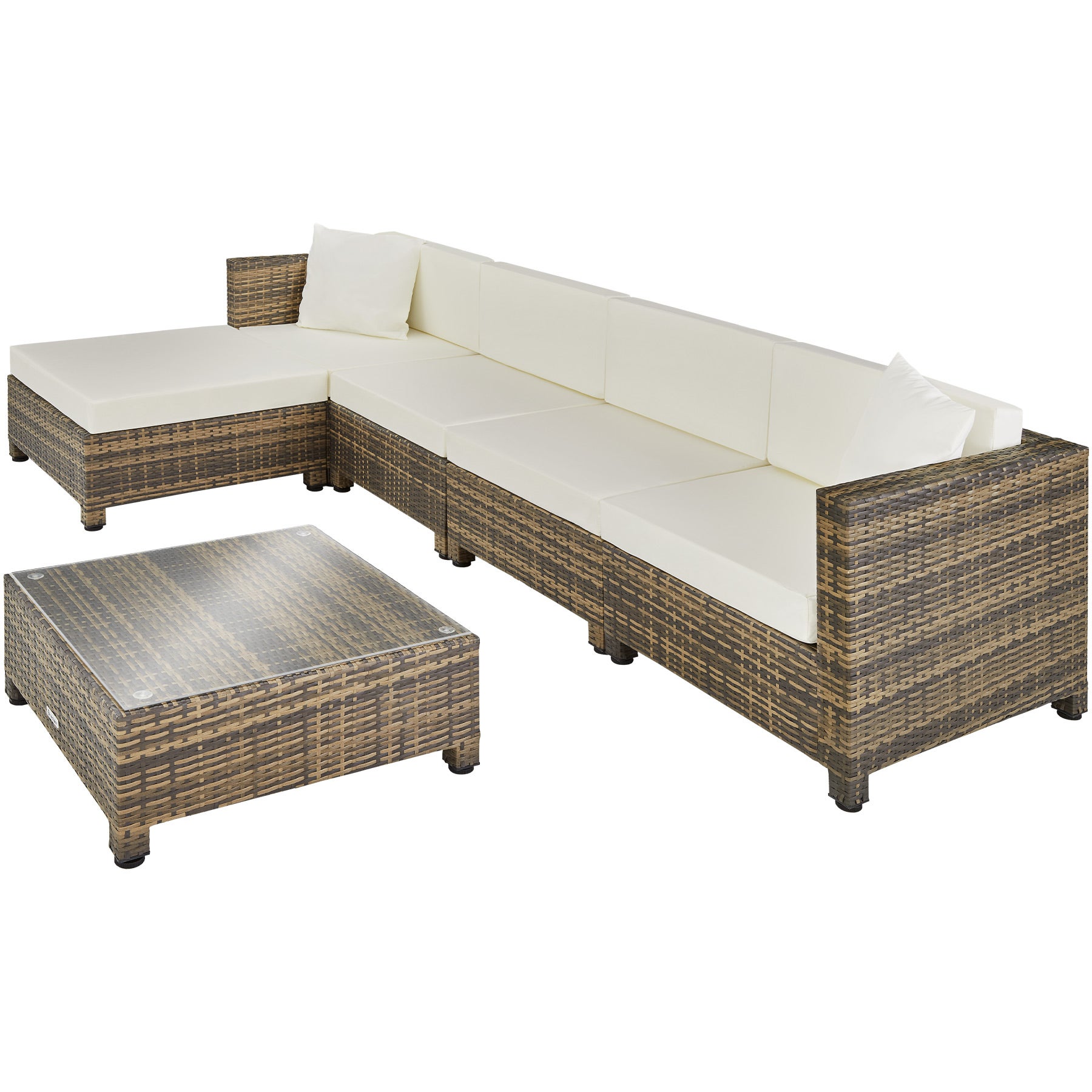 Set da giardino in rattan 4-5 posti con telaio in alluminio e imbottitura di 10 cm TECTAKE - 3