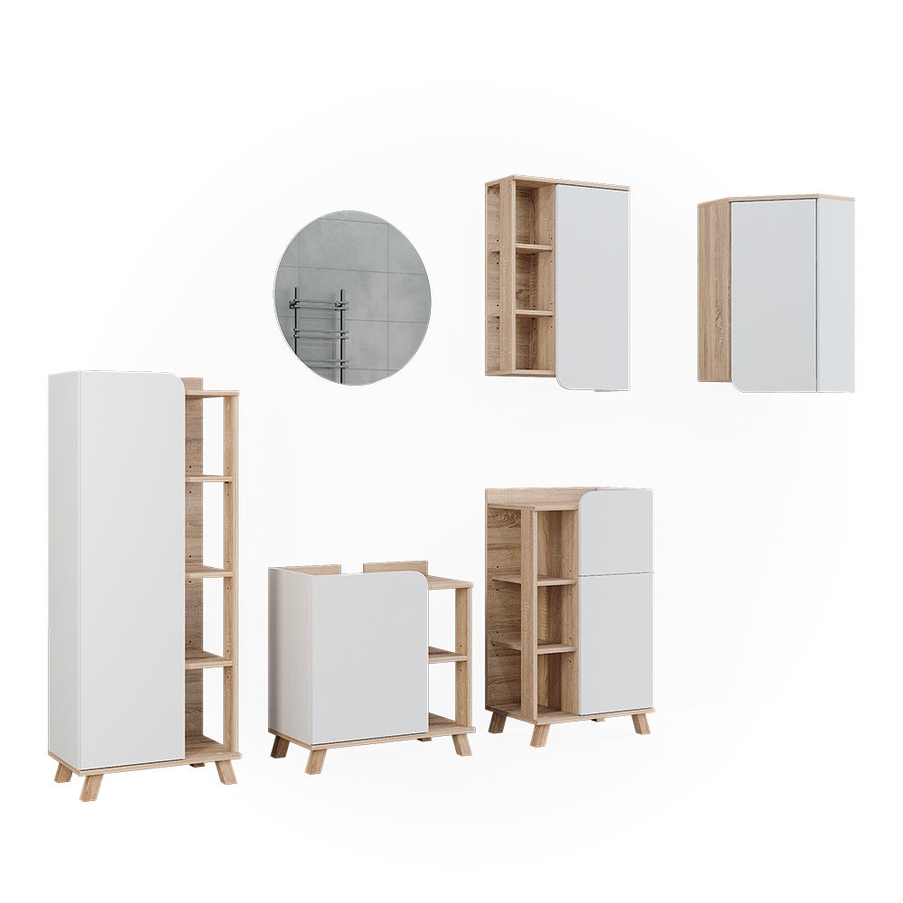 Vicco Zestaw mebli łazienkowych Karen, Sonoma/Biały, 5 części