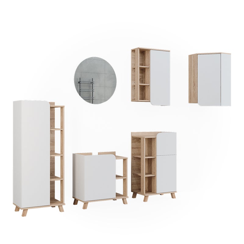 Vicco Zestaw mebli łazienkowych Karen, Sonoma/Biały, 5 części