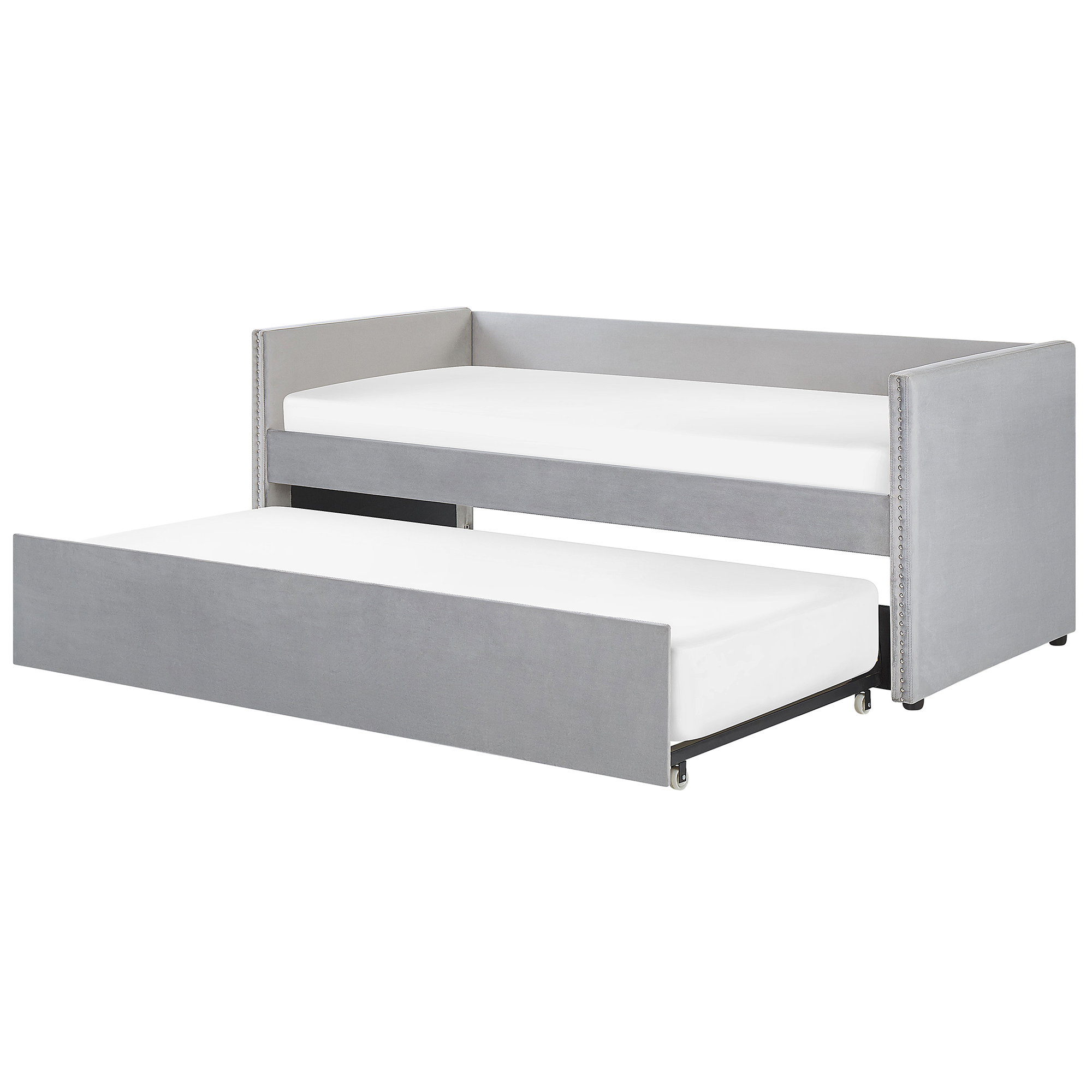 Lit de jour avec lit gigogne gris clair 90x200 cm velours Abilityshop