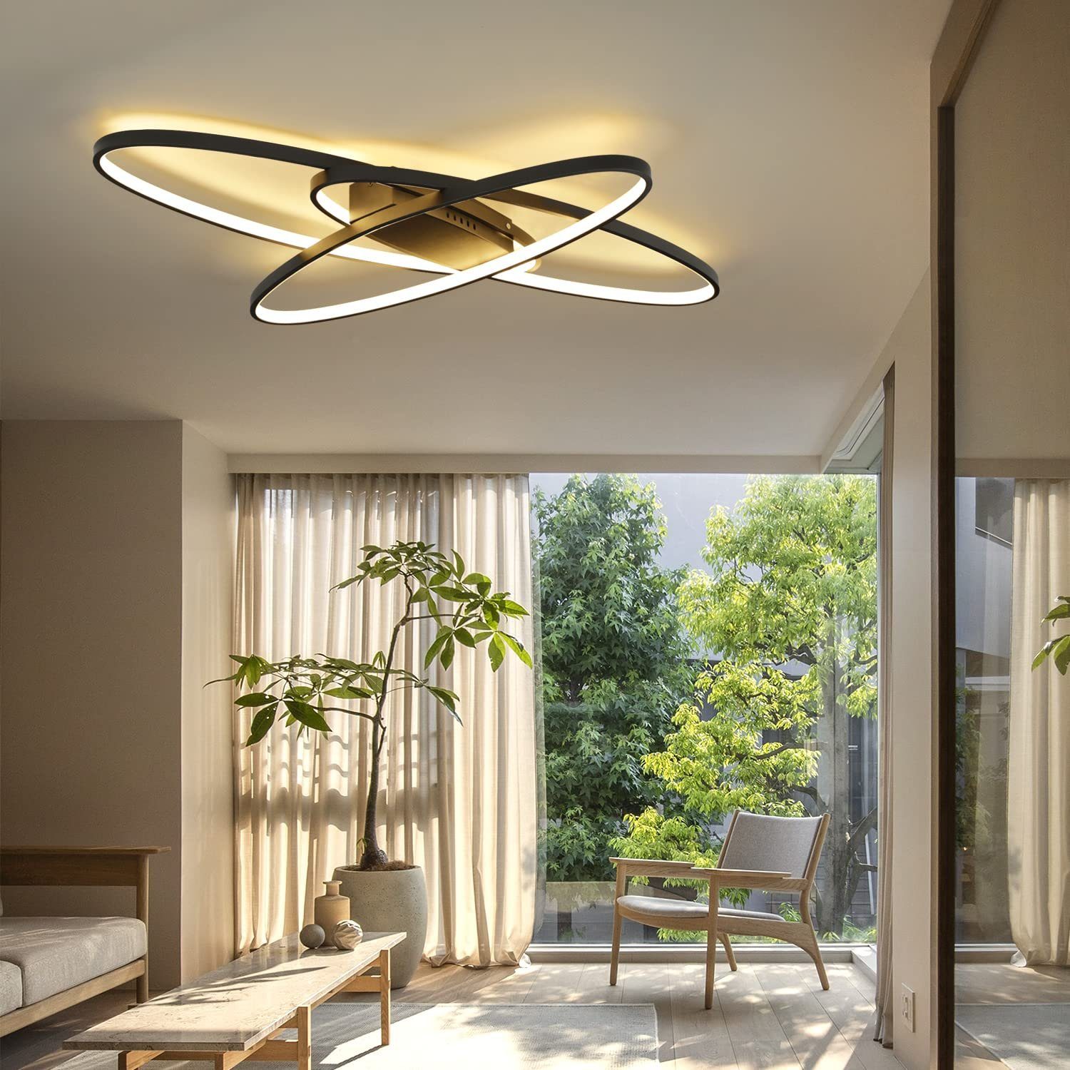 NETTLIFE LED-uri negru 75 W cu intensitate variabilă cu telecomandă interioară Modernă pentru Camera Bucătărie Sala de mese şi birou