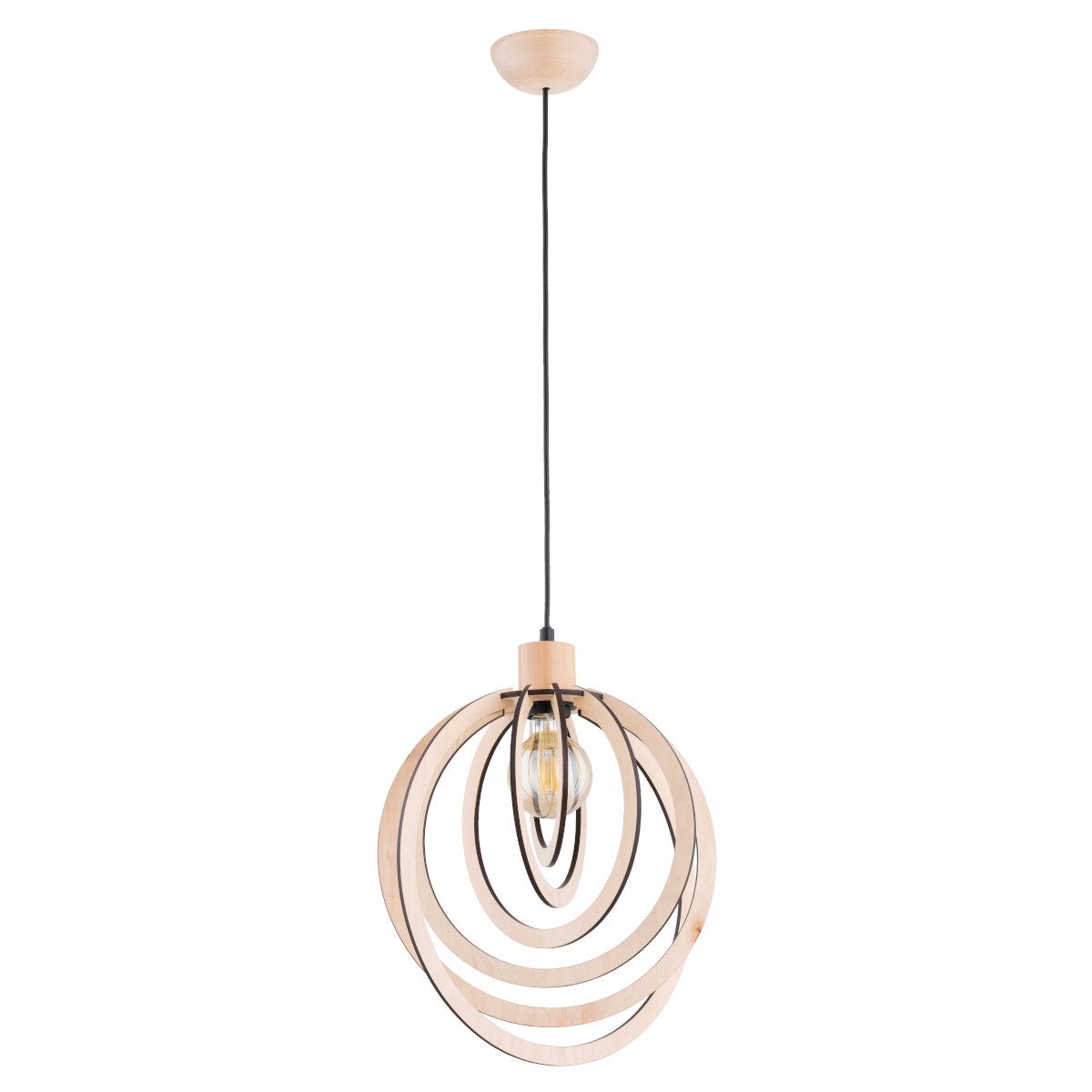 Lampa wisząca Solina jasne drewno-czarna 1xE27x15W wym: 90 x 25 x 35 cm metal Alfa