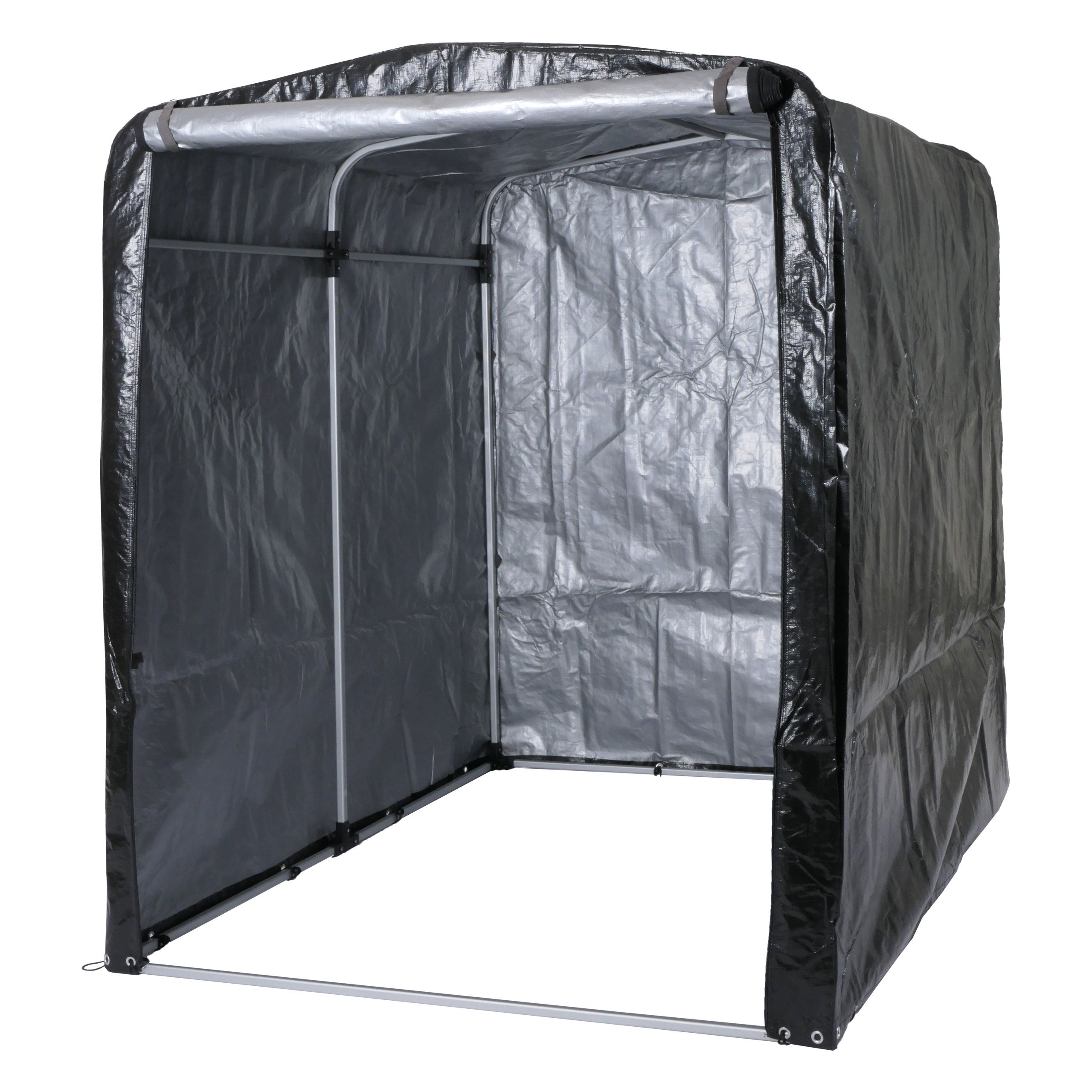 Szopa ogrodowa HWC-N61, szopa ogrodowa na narzędzia, aluminiowa, wodoodporna, ochrona UV, 201x157x201cm ~ antracyt